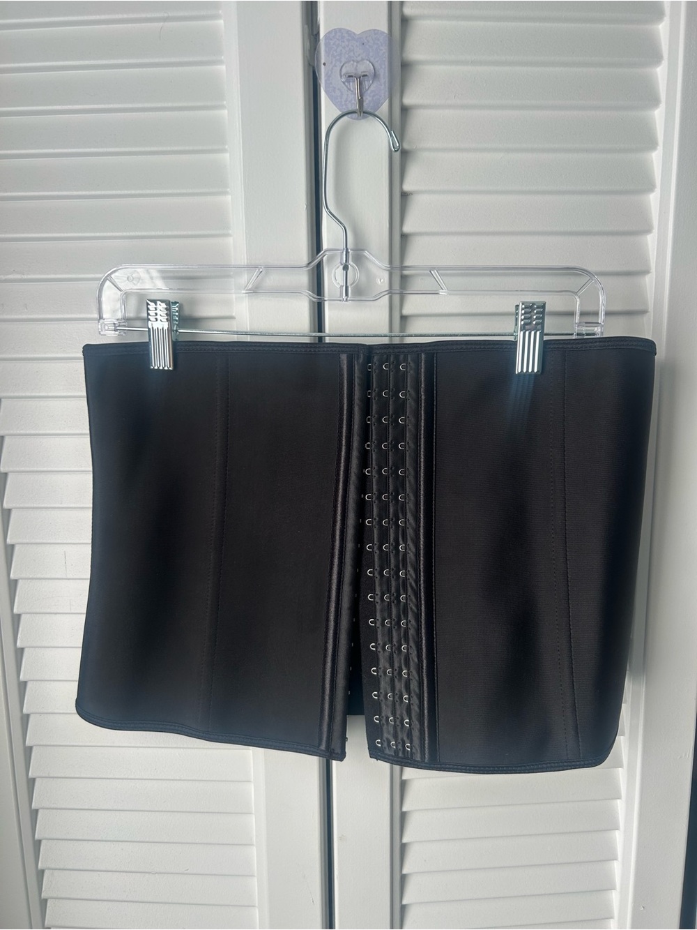 Black Waist Cincher Skirt with Front Hook-and-Eye Closure